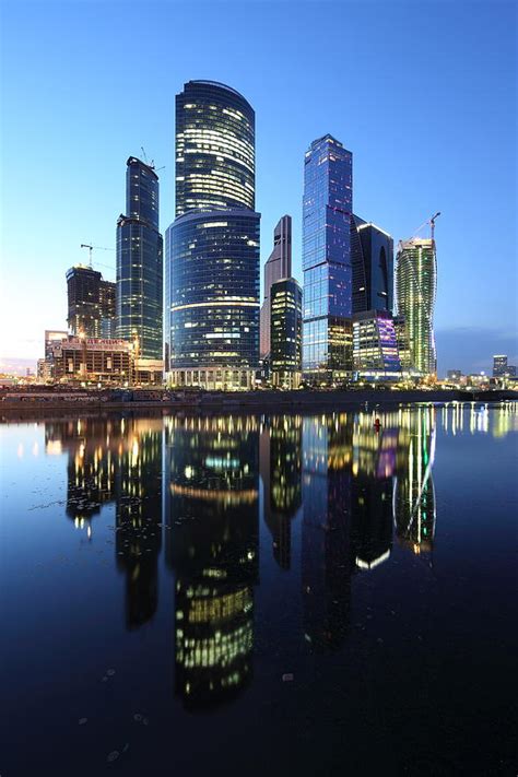 Moscow City Skyline Mirrored Photograph by Alex Sukonkin