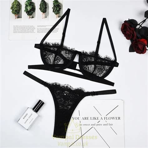 Green Embroidery Lingerie Set Women Sheer Bra Brief Underwear Set Strappy Intimates Underwear