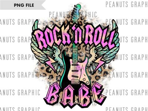 Rock N Roll Babe PNG Rock And Roll Sublimation Design Rock Etsy
