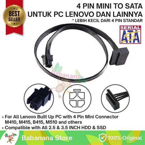 Jual Atx 4 Pin Mini To Sata Lenovo Ssd Hdd Cable 510s 510a M410 M415