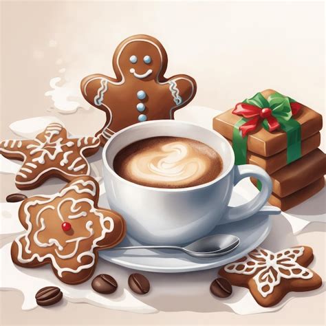Premium Ai Image Festive Coffee And Sweet Treats For Christmas