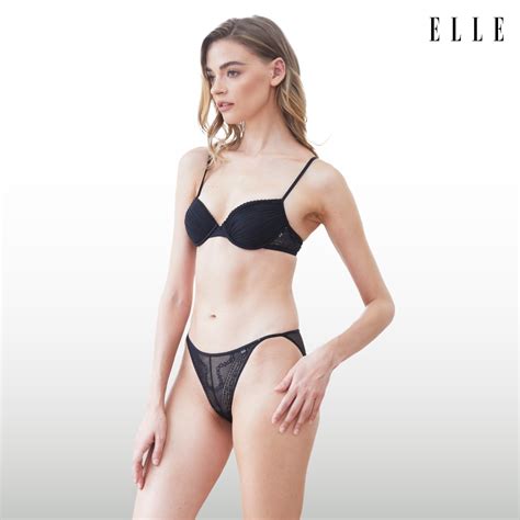 ELLE lingerie Moulded bra ยกทรงมโครงเสรม PAD ฟองนำ แตงพลทและผาลกไม LB7502 Shopee