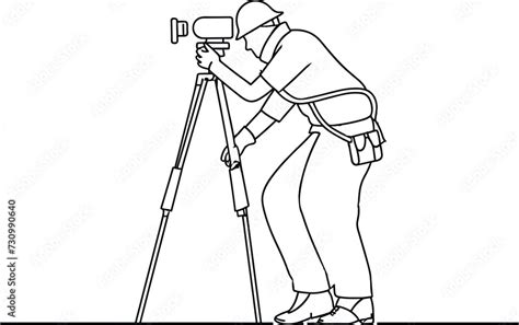 A Surveyor Using A Theodolite On A Tripod Surveying For A New
