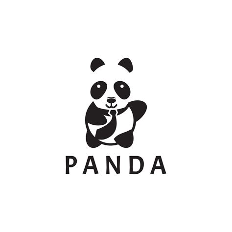 Panda Bear Silhouette Logo Design Vector Template Funny Lazy Logo