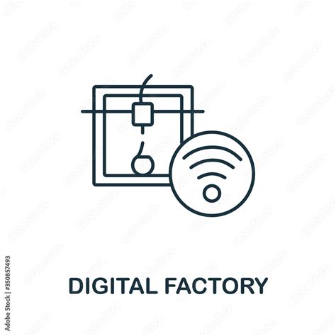 Digital Factory Icon From 3d Printing Collection Simple Line Digital