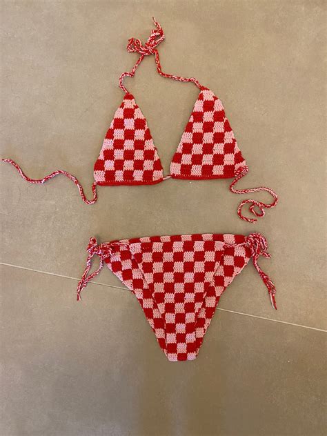 Checkered Crochet Bikini Set Crochet Bikini Crochet Bikini Set Bikini Set Etsy