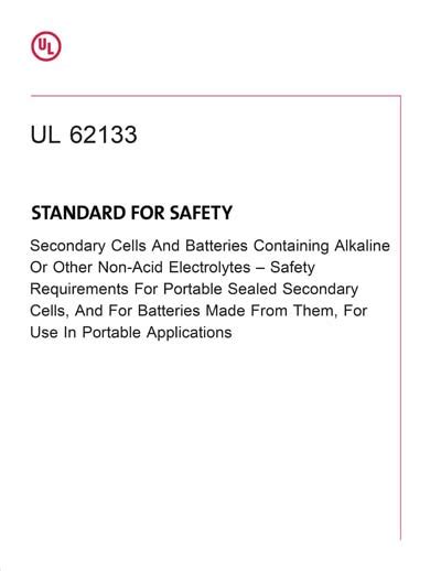 UL 62133 Ed 1 2015 Standard For Safety For Secondary Cells And