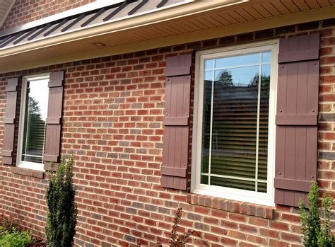 Four Board Vinyl Shutters On Brick Home Architectural Depot