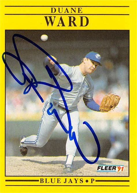Duane Ward Autographed Baseball Card Toronto Blue Jays 1991 Fleer 187