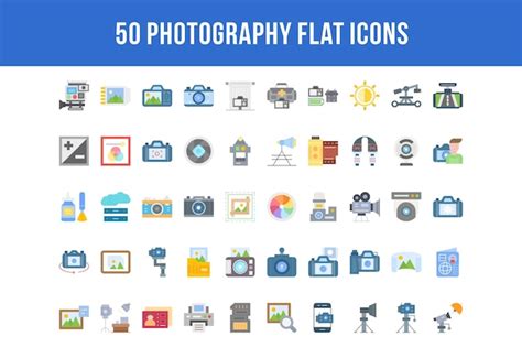 Premium Vector 50 Photography Flat Icons