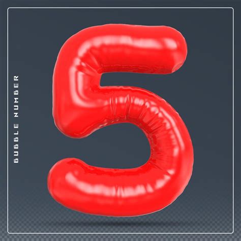 Premium Psd 5 Number Bubble Red 3d Render