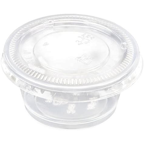 100-pack Of Disposable Clear Plastic Condiment Storage Cups With Lids ...