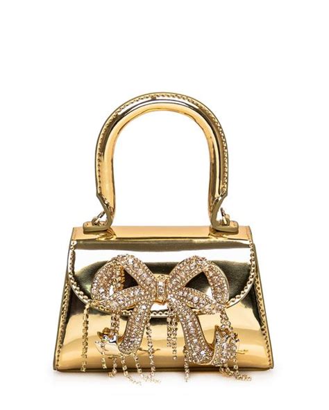 Self Portrait Metallic Micro Bow Bag Lyst