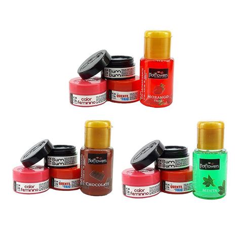 KIT SEDUÇÃO 3 CREMES 3 5g 1 GEL COMESTIVEL 12ml HOT FLOWERS Distribuidora Hot Flowers