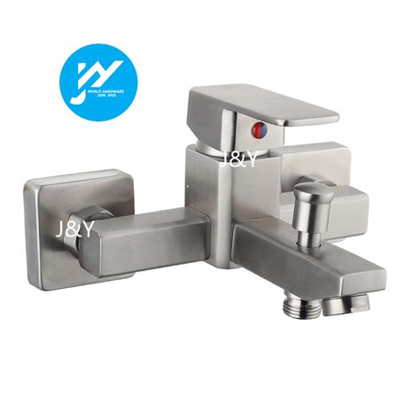 Square 304 Stainless Steel Or Zinc Alloy Hot Cold Water 2 Way Adjustable Faucet For Bathing