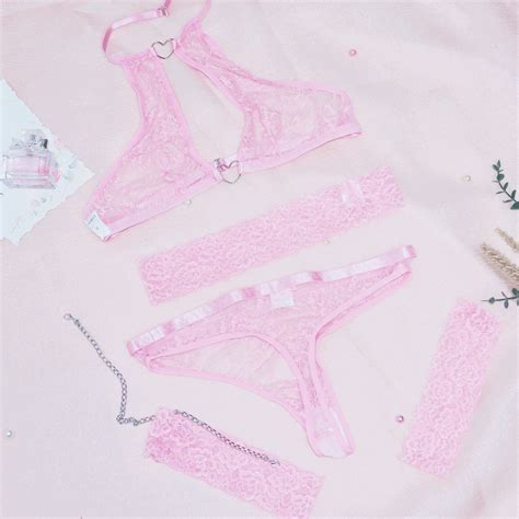 Nova Chegada Renda Perspectiva Em Forma De Coração Conjunto De Lingerie Sexy SHEIN Brasil