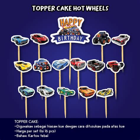 Jual TOPPER CAKE HOT WHEELS HAPPY BIRTHDAY DEKORASI ULTAH HIASAN MOBIL HBD Topper Cake Kab