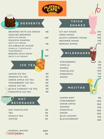 Menu Of Players Cafe Kilpauk Chennai Dineout
