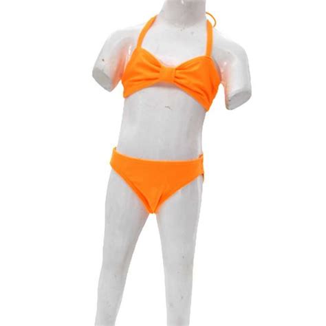 Maillot de bain Enfant Bikini 3 pièces Kan orange fluo Last Price