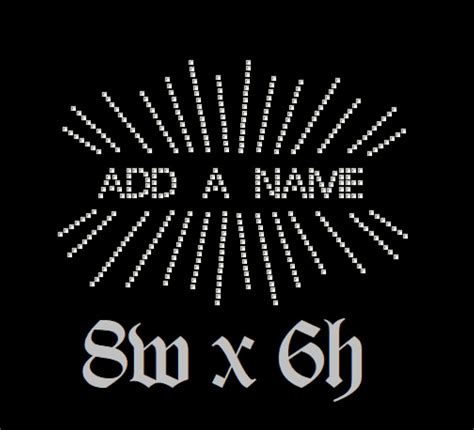 Scattered Starburst Rhinestone Iron On Template Name With Starburst
