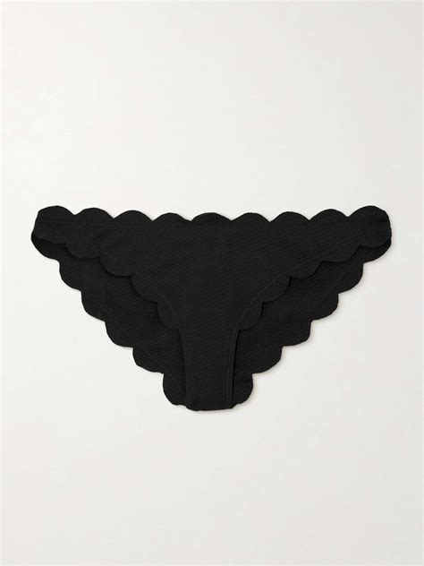 MARYSIA Antibes Scalloped Recycled Seersucker Bikini Briefs NET A PORTER