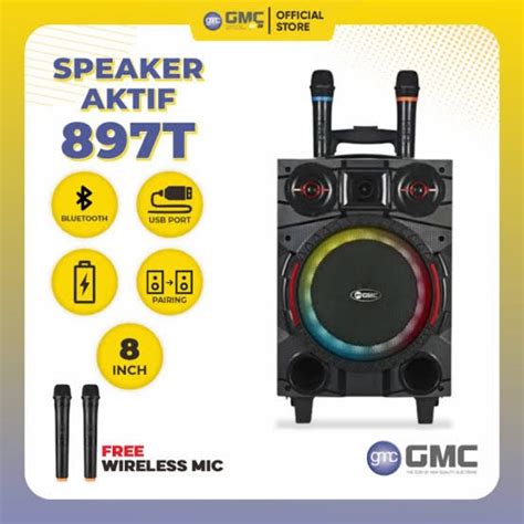 Jual SPEAKER AKTIF BLUETOOTH GMC 897T FREE 2 MIC RESMI Shopee Indonesia