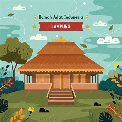 premium vector rumah adat indonesia lampung