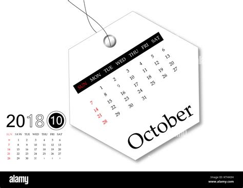 October 2018 Calendar Series For Tag Design Stock Photo Alamy