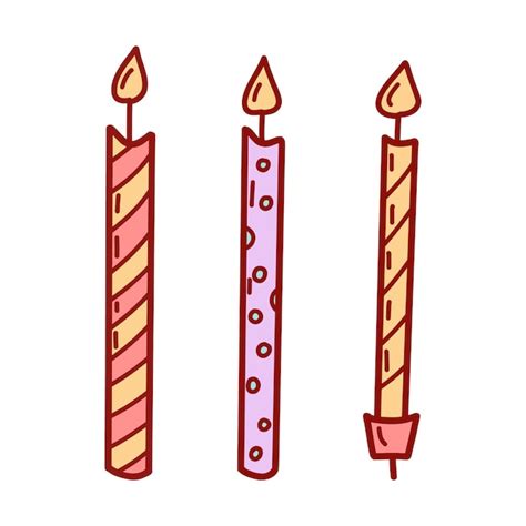 Premium Vector Birthday Cake Candles With Burning Flames Flat Vector