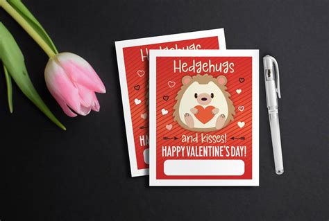 Hedgehog Valentine Card Hedgehugs And Kisses Hedgie Themed School