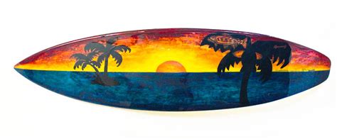 Sunset Surfboard Painting by Janessa Bookout