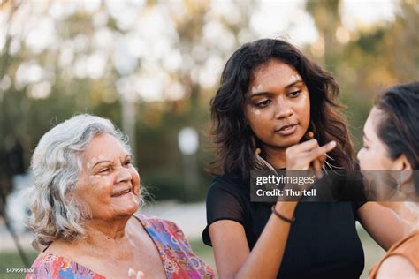 Three Generations Of Aboriginal Australian Women High Res Stock Photo