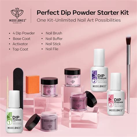 Dip Powder Nail Kit Starter Colors Nude Pink Glitters Acrylic Dipping Powder System Liquid
