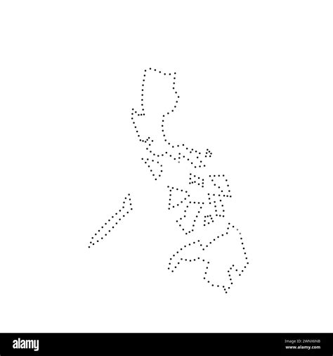 Philippines Country Simplified Map Black Dotted Outline Contour