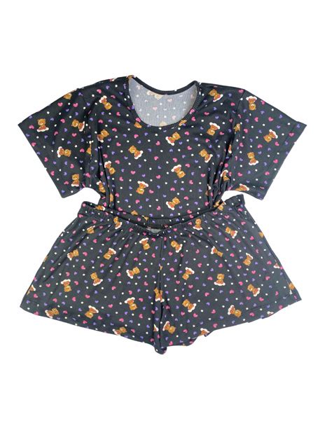 Comprar Baby Doll Plus Size Canelado Estampado Dani A Partir De R Ponto Certo Lingerie