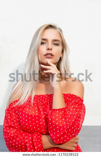 Fashionable Blonde Woman Naked Shoulders Posing Stock Photo 1170238522 Shutterstock