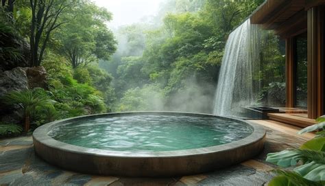 Hot Spring Bath In A Lush Rainforest Premium AI Generated Image
