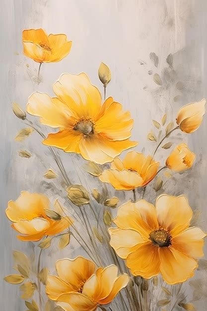 Premium Ai Image A Painting Of Yellow Flowers In A Vase