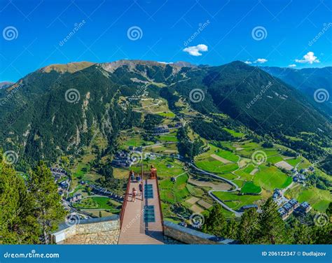 Roc Del Quer Viewpoint With Platform Suspended In The Air In Canillo With A Figure Of A Naked