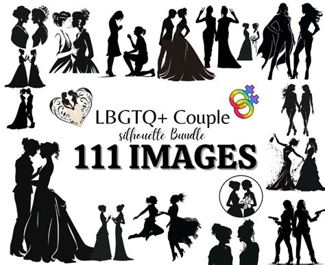 LGBTQ PNG And SVG Couple Silhouette Clipart Bundle 111 Images Gay Pride Day Lesbian Lover