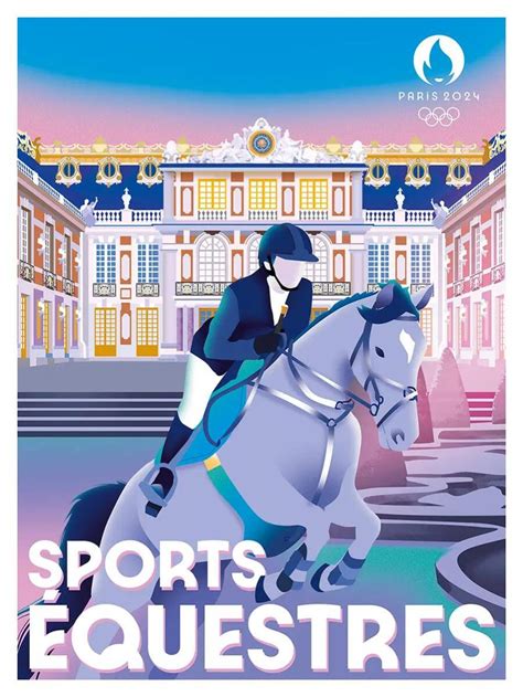 Affiche JO officiel Sports équestres multi couleurs EDITOR l 40 x H 30