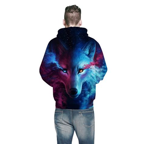 3d Print Space Galaxy Wolf Sweatshirt Pullover Hoodie Sweater Unisex