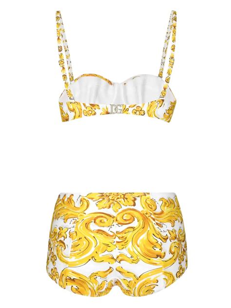 Dolce Gabbana Majolica Print Bikini Yellow FARFETCH