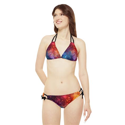 Sparkly Nebula Strappy Bikini Set Sexy Bikini Bathing Suit Pattern Two Piece Swimsuit Girls