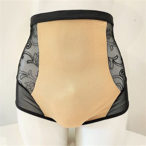 Cross Dress Lingerie In Black And Gold Sissy Panty High Waist Etsy