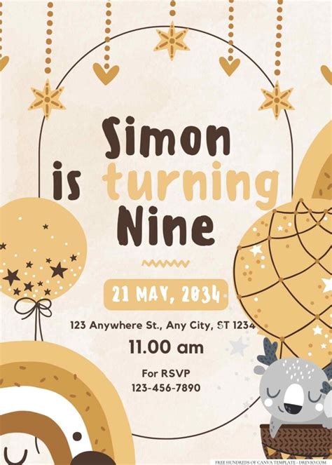 Hot Air Balloon Adventure Birthday Invitation Templates