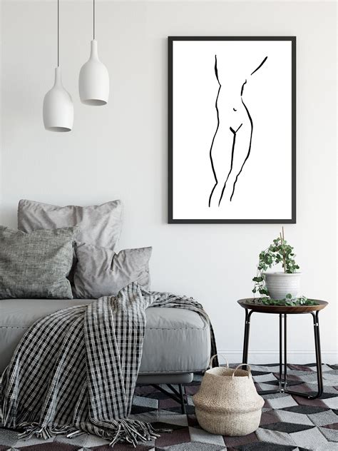 Printable Wall Art Nude Woman Minimalist Aesthetic Home Etsy
