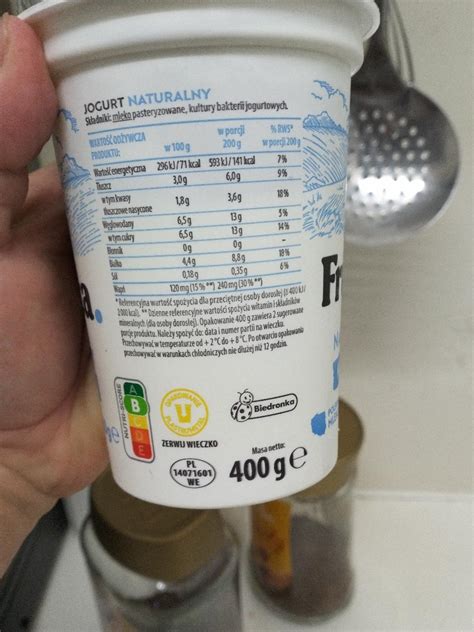 Jogurt Naturalny Kremowy Fruvita Kalorie Kj I Warto Ci Od Ywcze