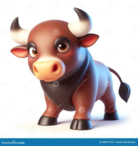 3d Funny Ox Cartoon Farm Animals For Children S Illustrations Stock