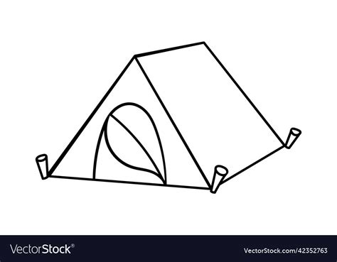 Camping Tent Outline Royalty Free Vector Image